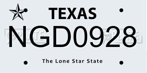 NGD0928 Texas License Plate