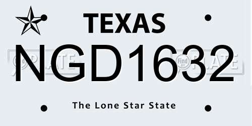 NGD1632 Texas License Plate