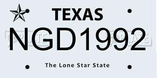 NGD1992 Texas License Plate