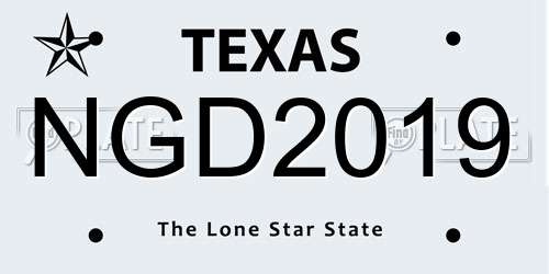 NGD2019 Texas License Plate