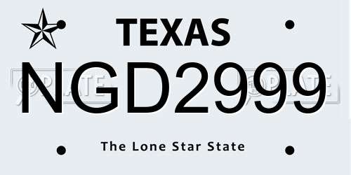NGD2999 Texas License Plate