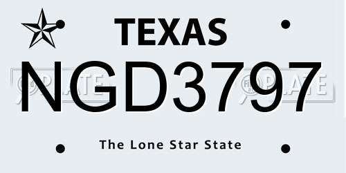 NGD3797 Texas License Plate