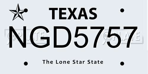 NGD5757 Texas License Plate