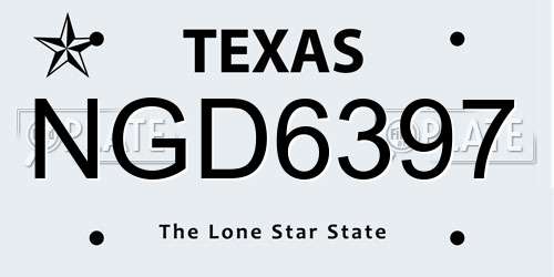 NGD6397 Texas License Plate