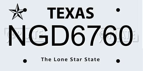 NGD6760 Texas License Plate