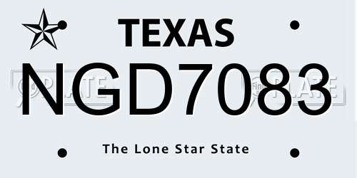 NGD7083 Texas License Plate