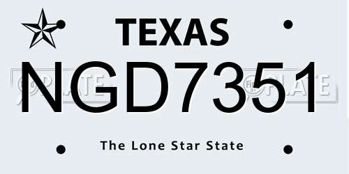 NGD7351 Texas License Plate