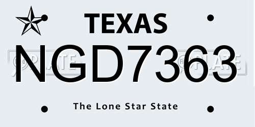 NGD7363 Texas License Plate