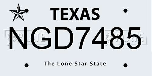 NGD7485 Texas License Plate