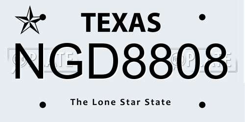 NGD8808 Texas License Plate