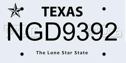 NGD9392 Texas License Plate