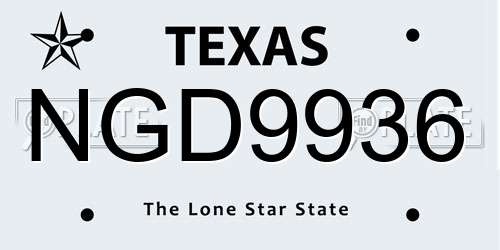 NGD9936 Texas License Plate