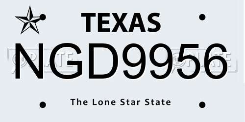 NGD9956 Texas License Plate