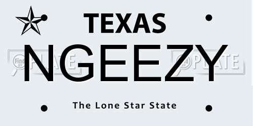 NGEEZY Texas License Plate