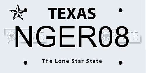 NGER08 Texas License Plate