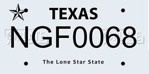 NGF0068 Texas License Plate