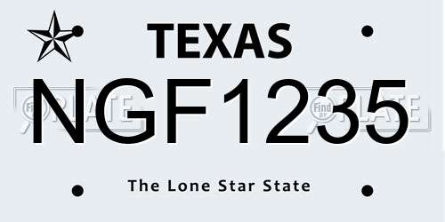 NGF1235 Texas License Plate
