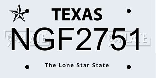 NGF2751 Texas License Plate
