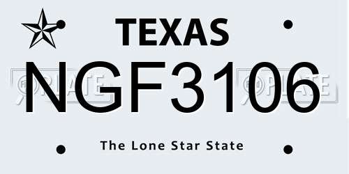 NGF3106 Texas License Plate