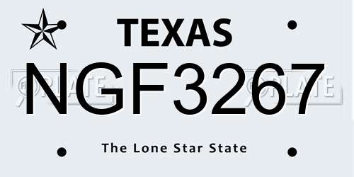 NGF3267 Texas License Plate
