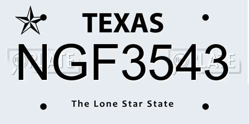 NGF3543 Texas License Plate
