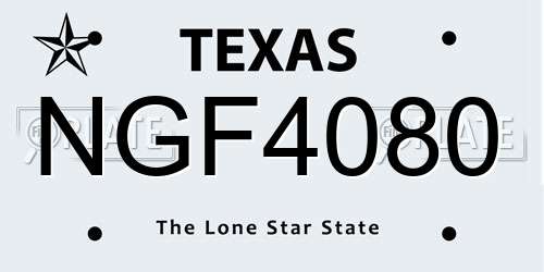 NGF4080 Texas License Plate