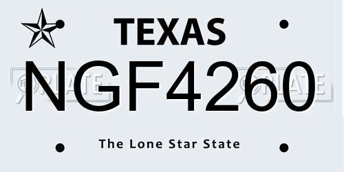 NGF4260 Texas License Plate
