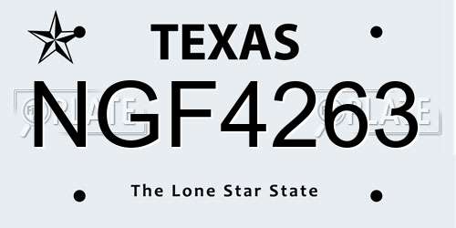 NGF4263 Texas License Plate