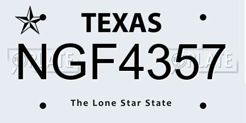 NGF4357 Texas License Plate