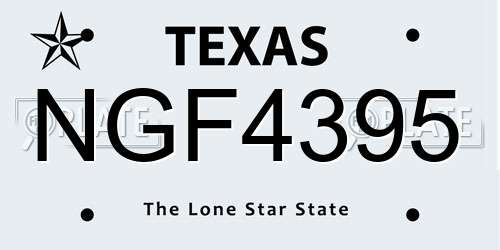 NGF4395 Texas License Plate