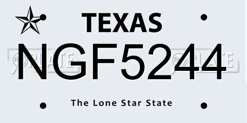 NGF5244 Texas License Plate