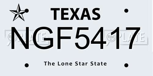 NGF5417 Texas License Plate
