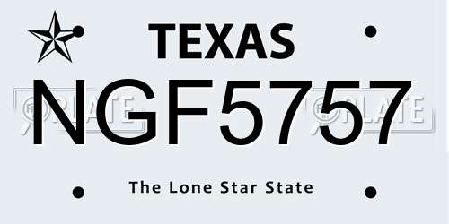 NGF5757 Texas License Plate