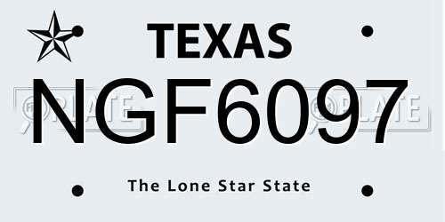 NGF6097 Texas License Plate