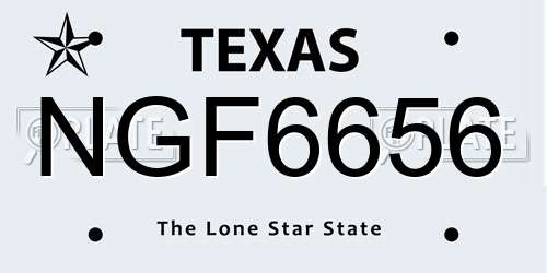 NGF6656 Texas License Plate