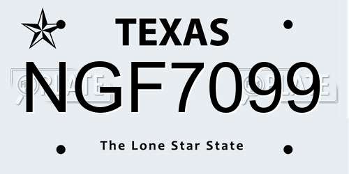 NGF7099 Texas License Plate