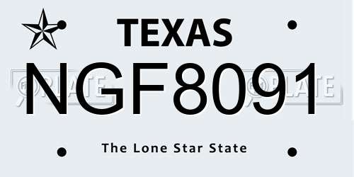 NGF8091 Texas License Plate