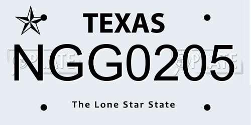 NGG0205 Texas License Plate
