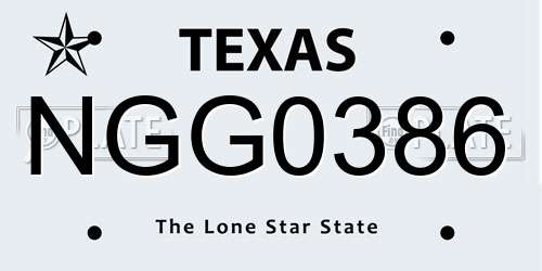 NGG0386 Texas License Plate