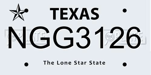 NGG3126 Texas License Plate