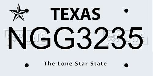 NGG3235 Texas License Plate