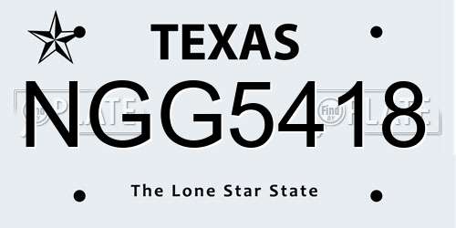 NGG5418 Texas License Plate