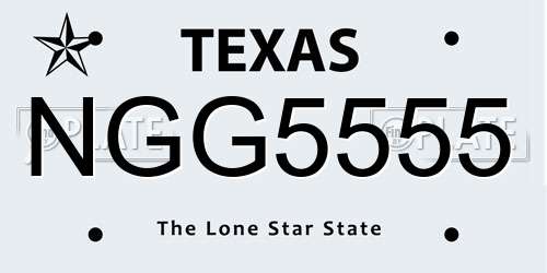 NGG5555 Texas License Plate