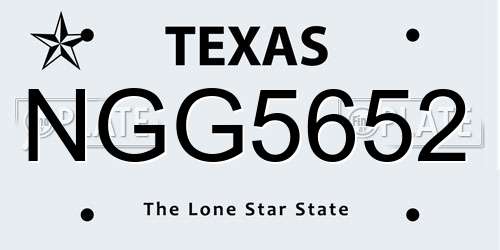NGG5652 Texas License Plate