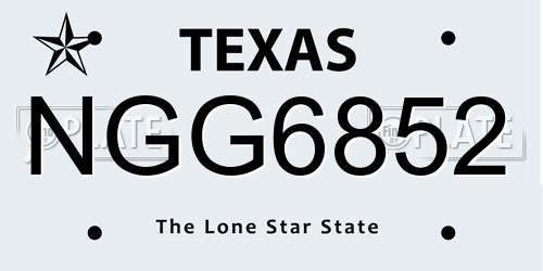 NGG6852 Texas License Plate