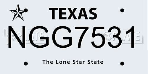 NGG7531 Texas License Plate