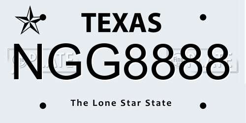NGG8888 Texas License Plate