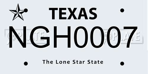 NGH0007 Texas License Plate