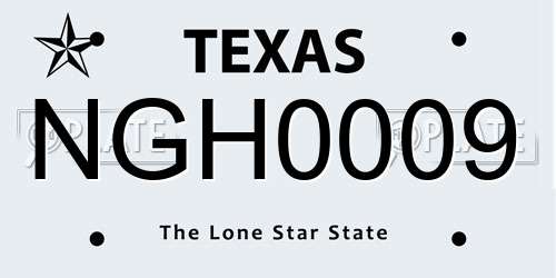 NGH0009 Texas License Plate