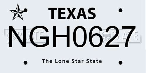 NGH0627 Texas License Plate